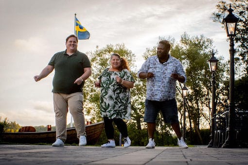 Friends dancing on the street