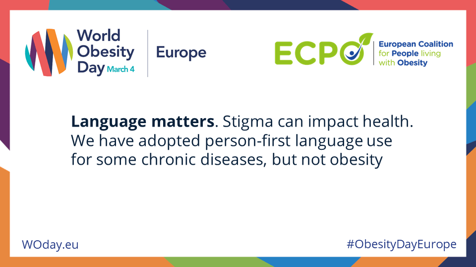 Language matters. Stigma can impact health. We have adopted person-first language use for some chronic diseases, but not obesity