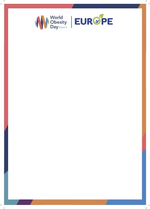 A white rectangular frame with colorful stripes.