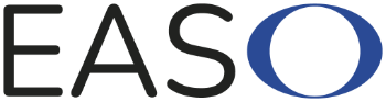 Text logo displaying the letters "EASO" with the "O" as a stylized blue circle.